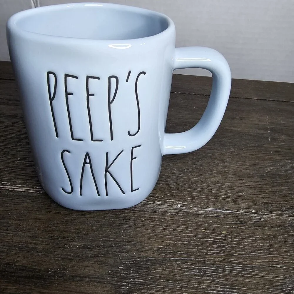 NWT Rae Dunn Peep's Sake Easter Mug Pastel Blue Spring 2021 Magenta Farmhouse
